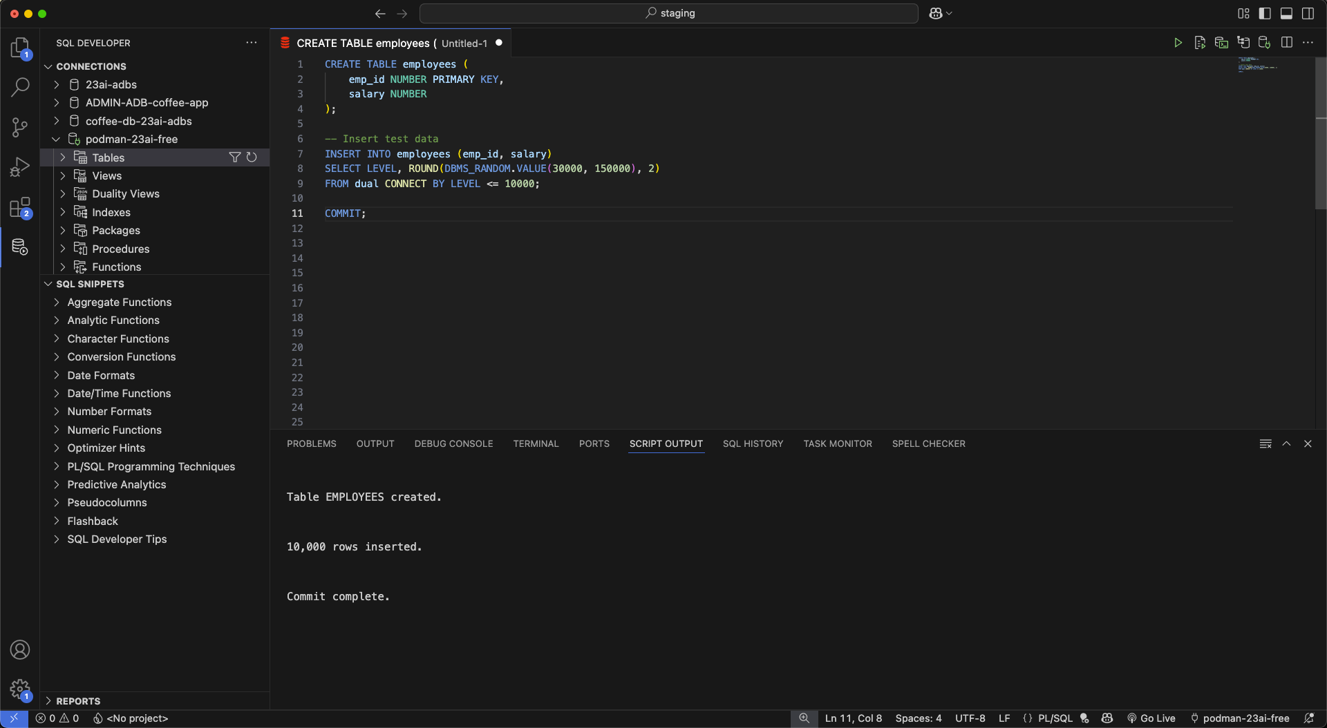 Like what you see? Check out the free VSCode SQL Developer extension here: https://marketplace.visualstudio.com/items?itemName=Oracle.sql-developer